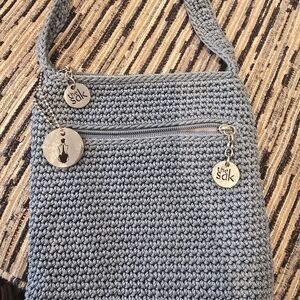 The Sak Crochet Crossbody Bag in Gray-Blue